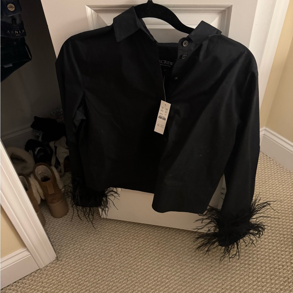JCrew shirt with feathers
